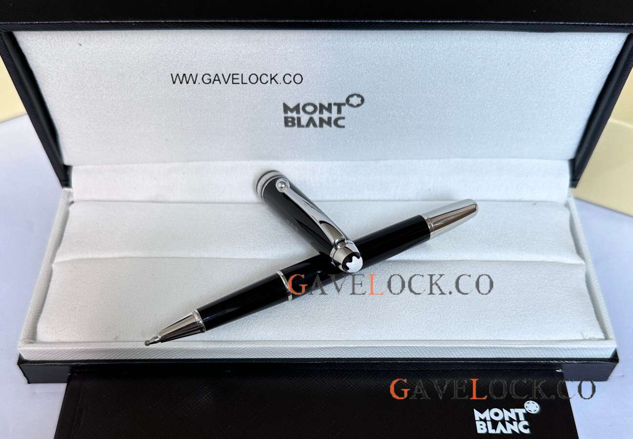 Copy Montblanc Slim Meisterstuck 100th Anniversary Rollerball Black-Silver